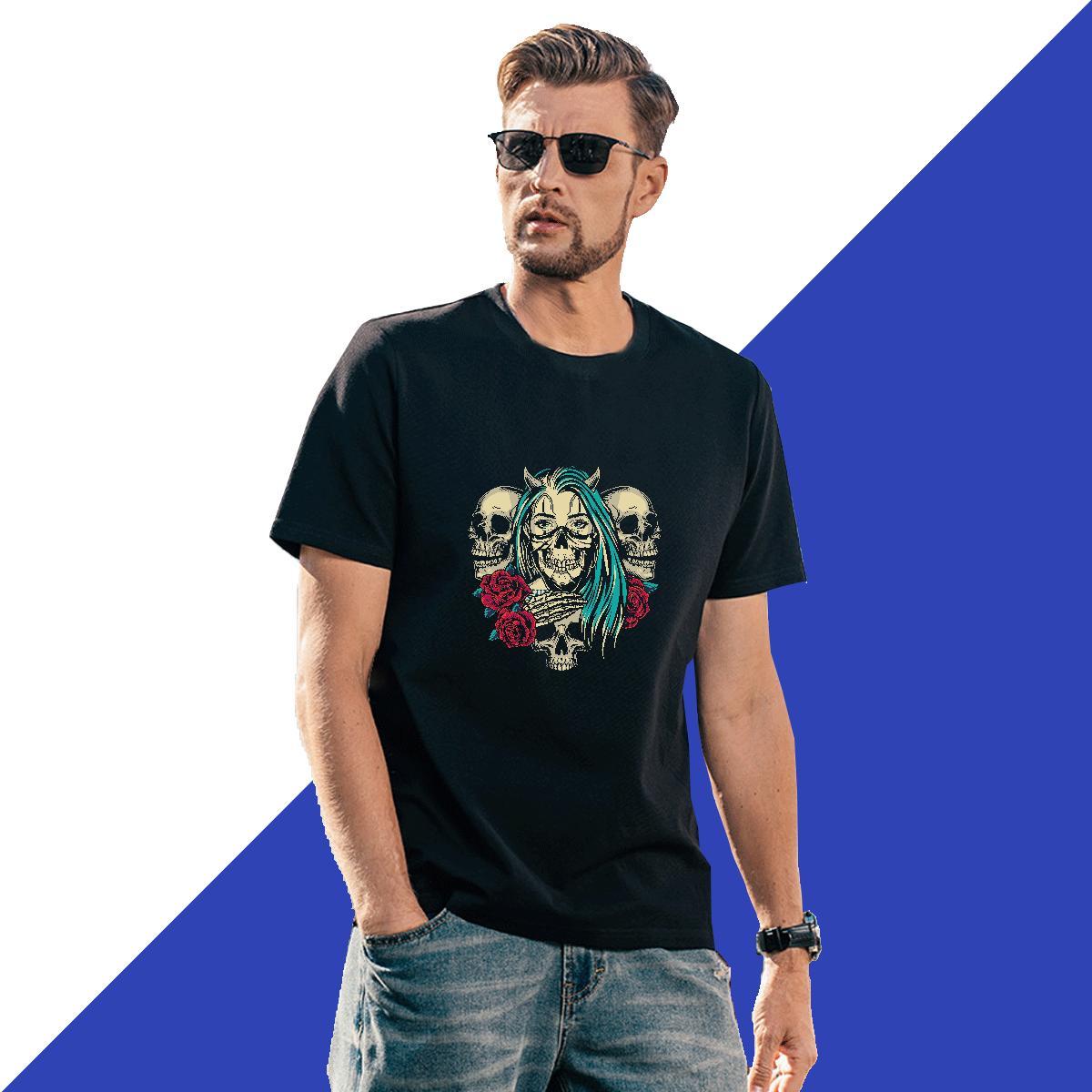TOP Quality T Shirt For Man 100% Cotton 230g skull Sport Customized Breathable Men Tops Tees 2024 DIY Tops Shirt