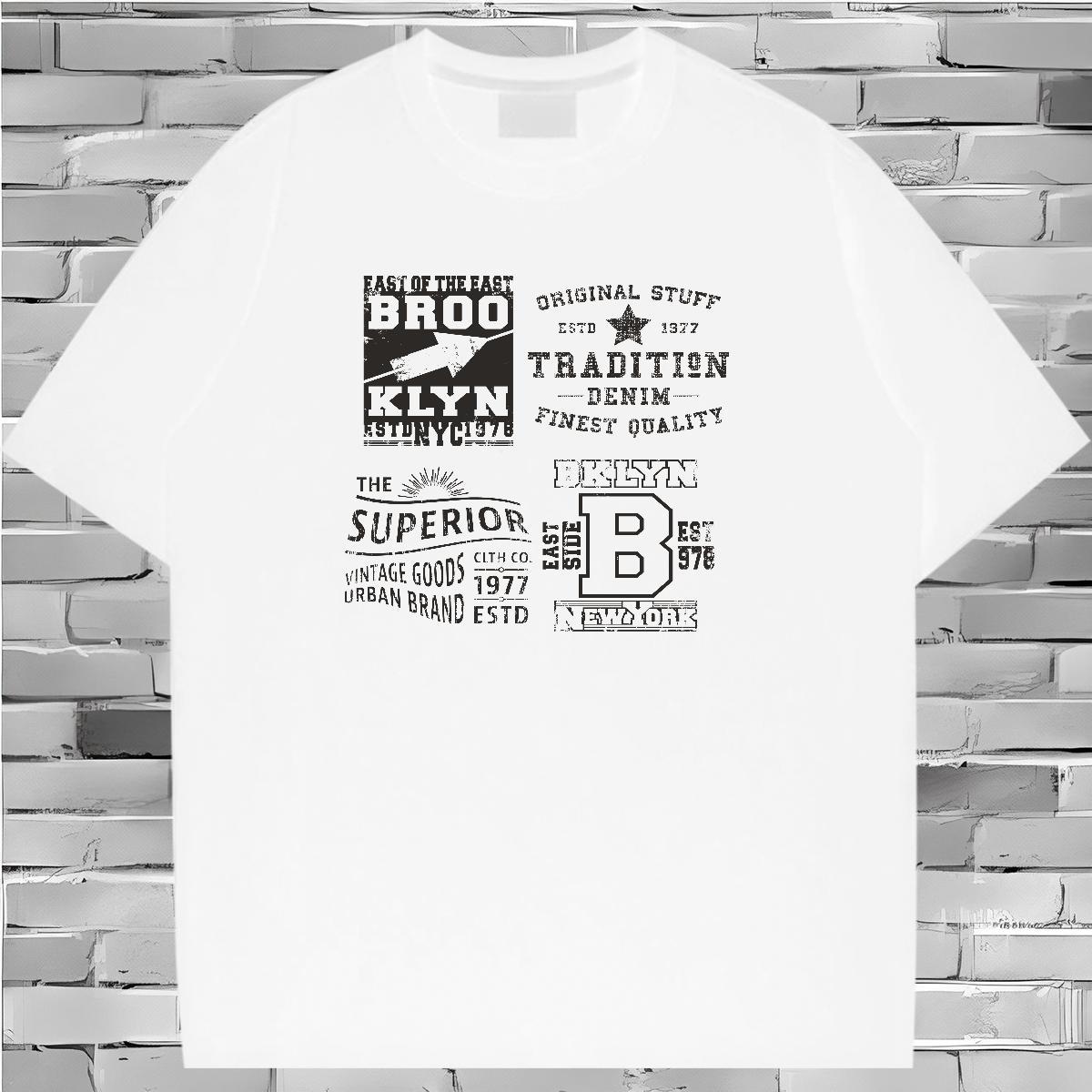 Wholesale Women Tshirts 230g Cotton letter Street Wear T shirt Crew Neck Breathable Anime Print Clothes