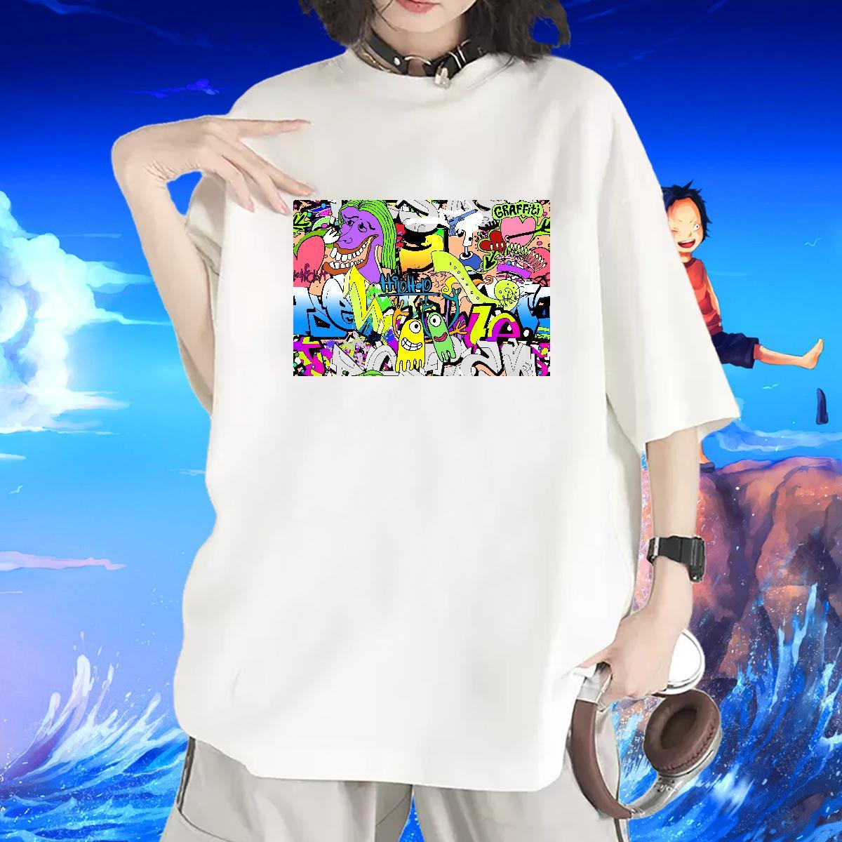 Comfortable Woman Tshirt 230g 100% Cotton painting Daily Outfit T Shirts Women Round Neck Short Sleeve Oversized Clothes