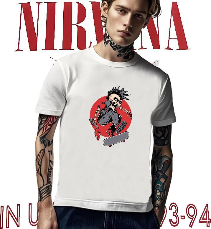 Loose T Shirts Men 230g 100% Cotton skull Spring Summer DIY Anime Breathable Soft Couples T Shirts Fashion Clothes