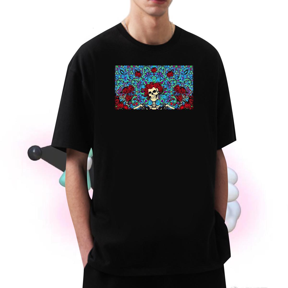 Loose T-Shirts for Men 100% Cotton 230g skull High Street Hip Hop Custom Cartoon Short Sleeve O-Neck Men Clothes T-Shirt Designer Tops