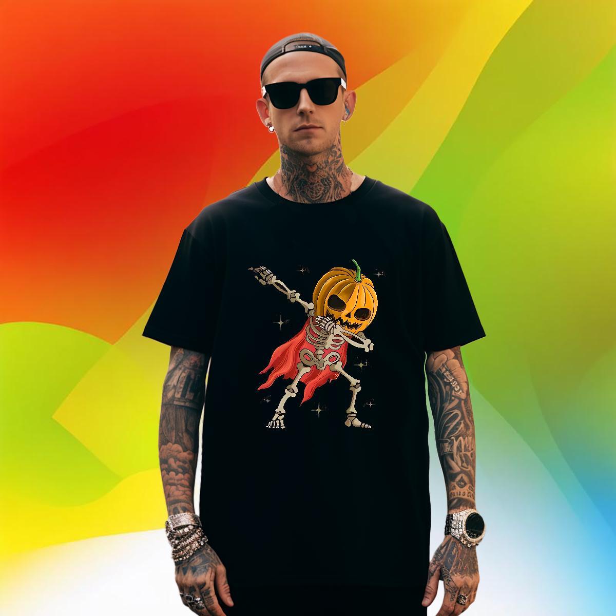 Loose Fit T Shirt For Man 230g Cotton skull Spring Summer Custom Print Plus Size Breathable Men Tops Tees Stylist Tshirts