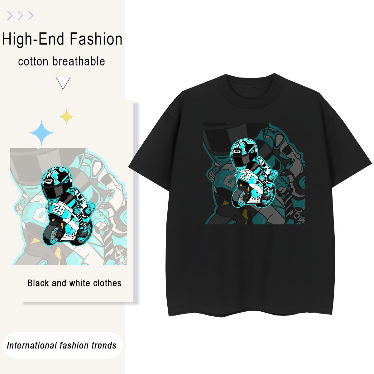 Loose T-Shirts 230g 100% Cotton portrait Street Wear DIY Breathable Men Tops Tees Wholesale Tees Shirts