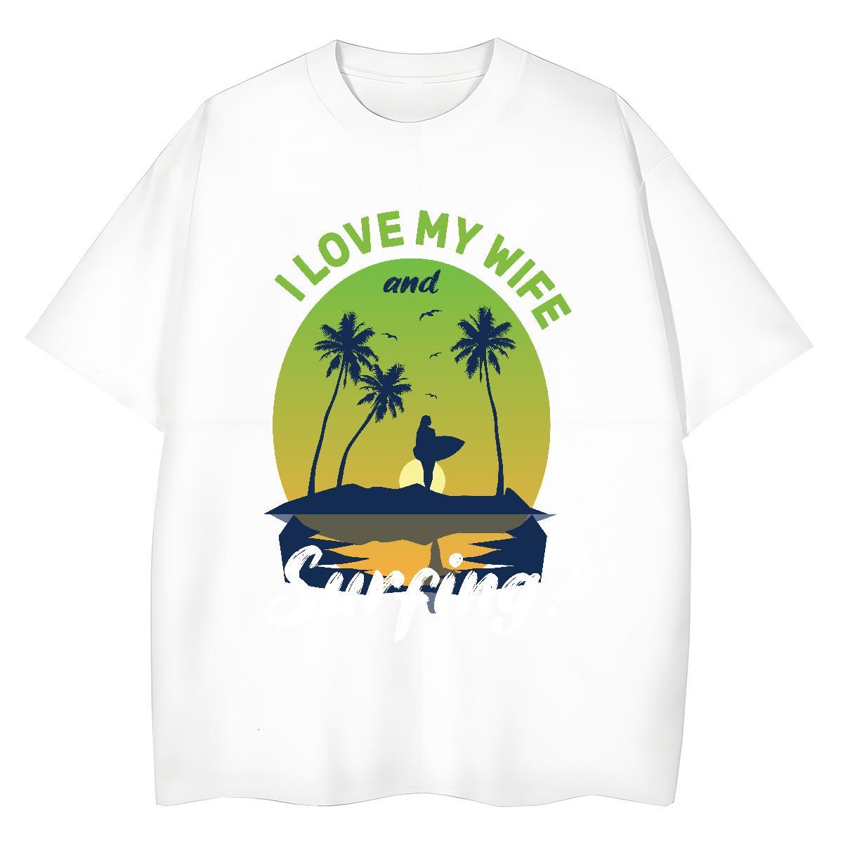 Female Couples T Shirts 100% Cotton 230g beach Daily Outfit T-Shirts for Women Crew Neck Custom Printed Clothings