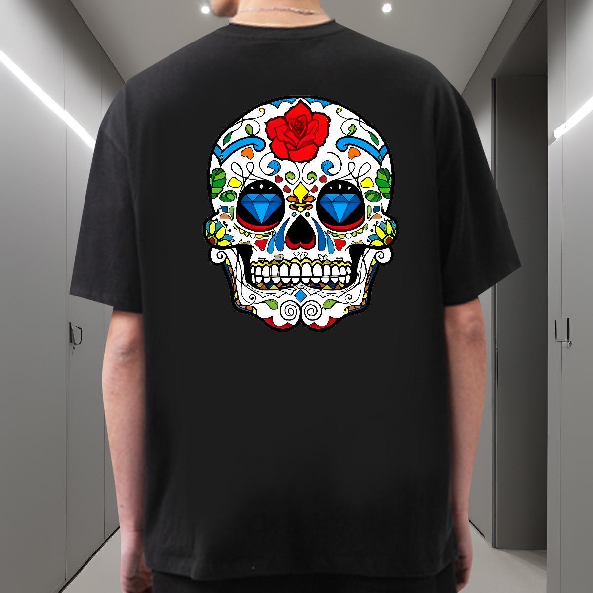 Soft Men T Shirts 230g Pure Cotton skull Hip Hop Street Customized Print Short Sleeve O-Neck Mens Tshirts Factory Direct Tees