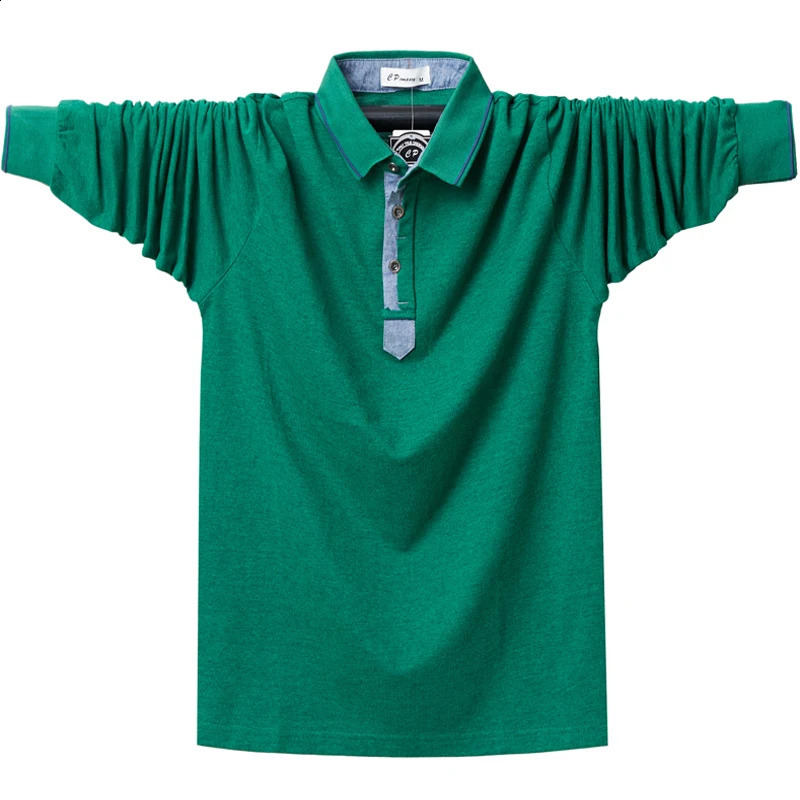Autumn Men Long-sleeved Polo Shirt Plus Size Men Loose Fashion Soild Polo Shirt Casual Cotton Top Tees Large Size 6XL 240824