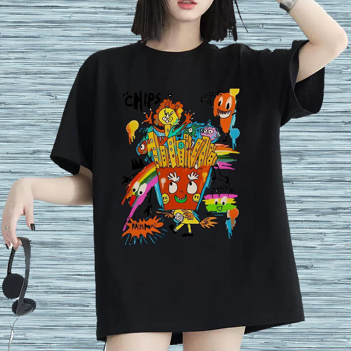 Brand Lady T shirt 100% Cotton 230g cartoon Street Wear Woman T Shirts Breathable Short Sleeve Oversized L-4XL Tshirts