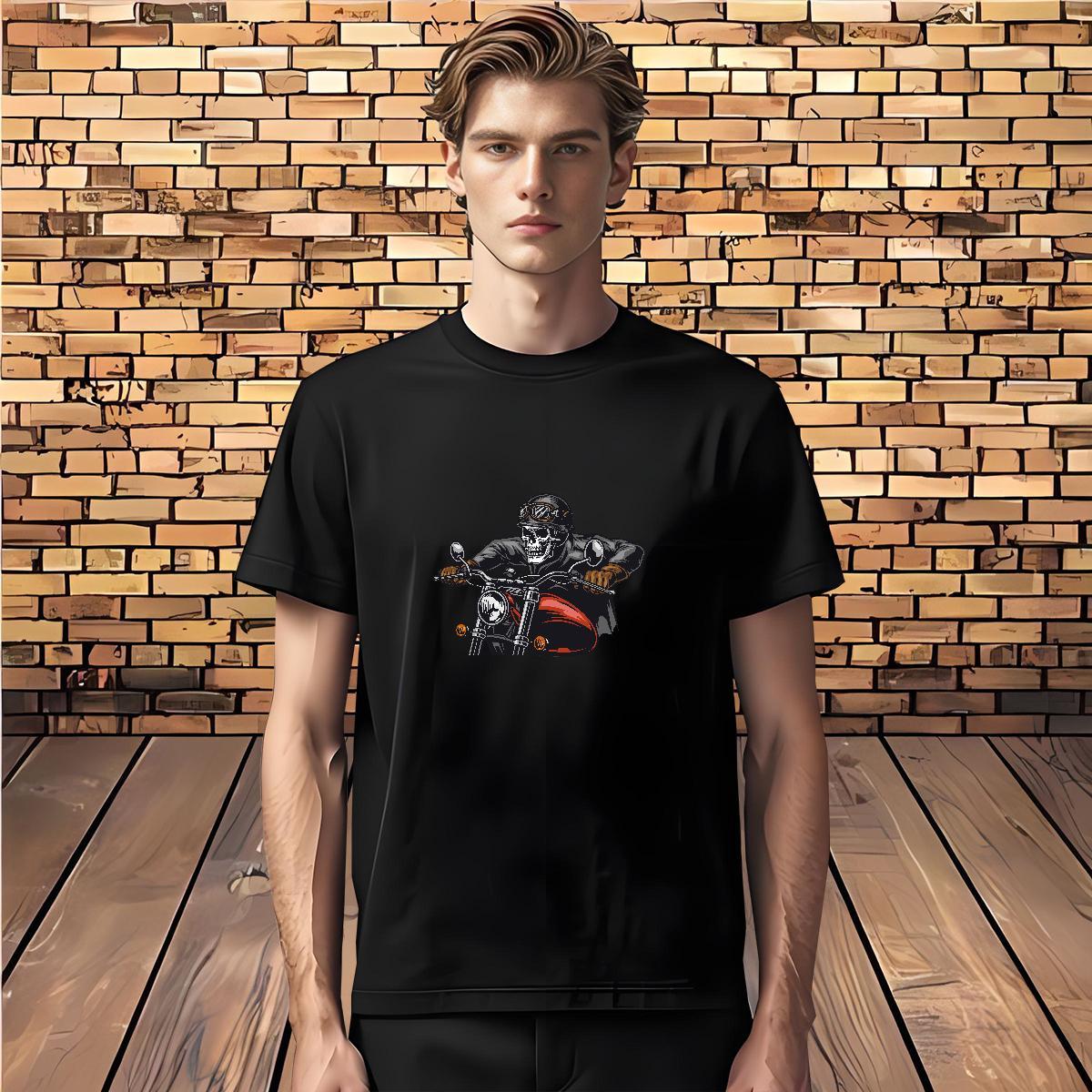 High Quality T Shirt For Man 230g Cotton skull Daily Outfit Black Oversized Short Sleeve Soft Tshirts 2024 Summer Wear