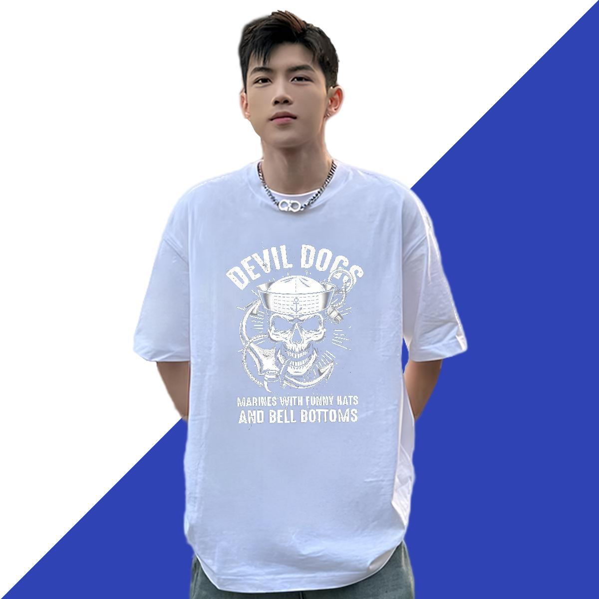 Soft T Shirt For Man 100% Cotton 230g letter Home Outdoor Skull Breathable Short Sleeve Couples T Shirts Custom Clothings