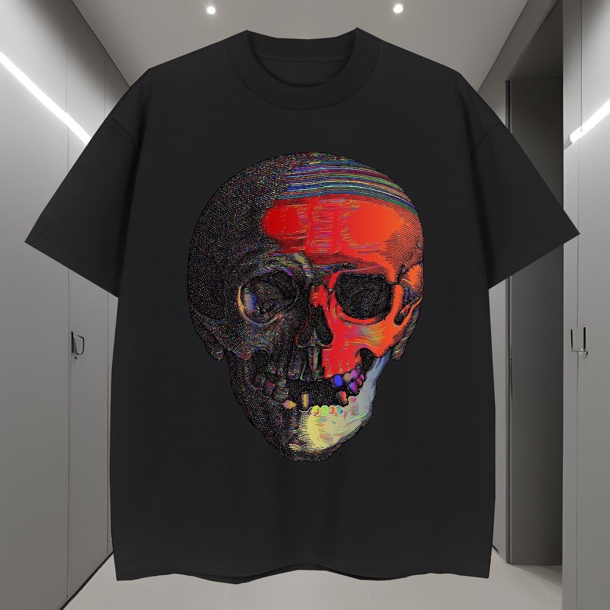 Cool Design Mens T Shirts 230g Pure Cotton skull Sport Custom Printed Round Neck Short Sleeve Men Clothes T-Shirt Fashion Designer Tops Shirt