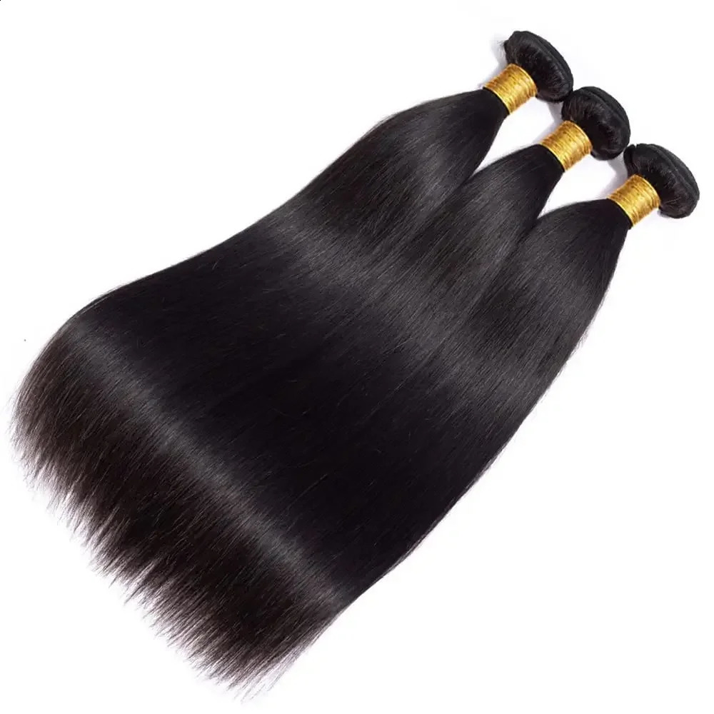 Straight 30 32 inch Brazilian Remy unprocessed hair natural color human woven 240801