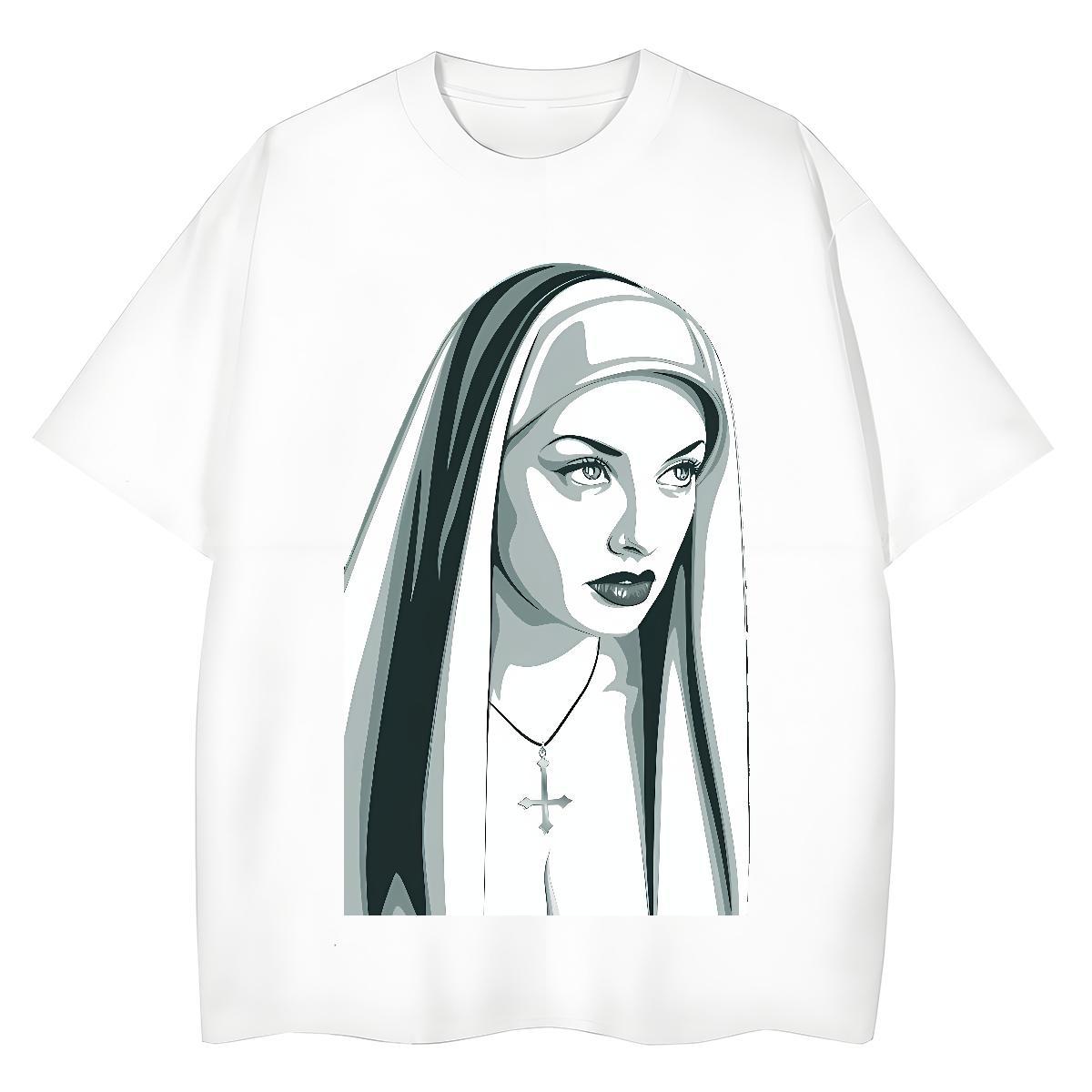 Brand Woman Tshirt 100% Cotton 230g nun Outdoor T-Shirts Comfortable Custom Cartoon Tshirts