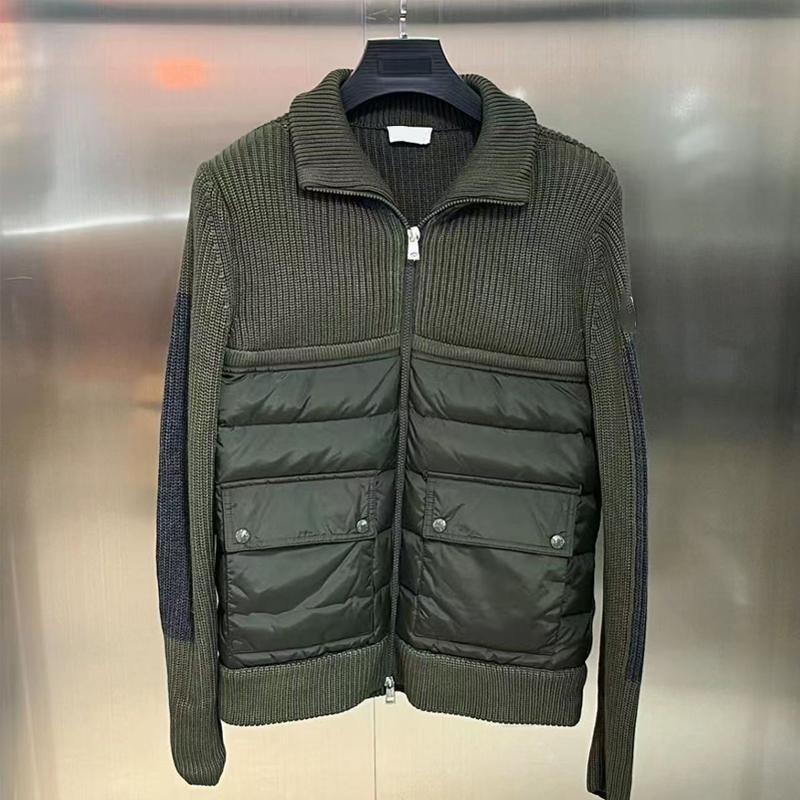 Knit Shirt Men Classic Down Jacket Designer jacket Standing Collar Patchwork Coat White Duck Down Winter Jacket Cold Weather outerwear