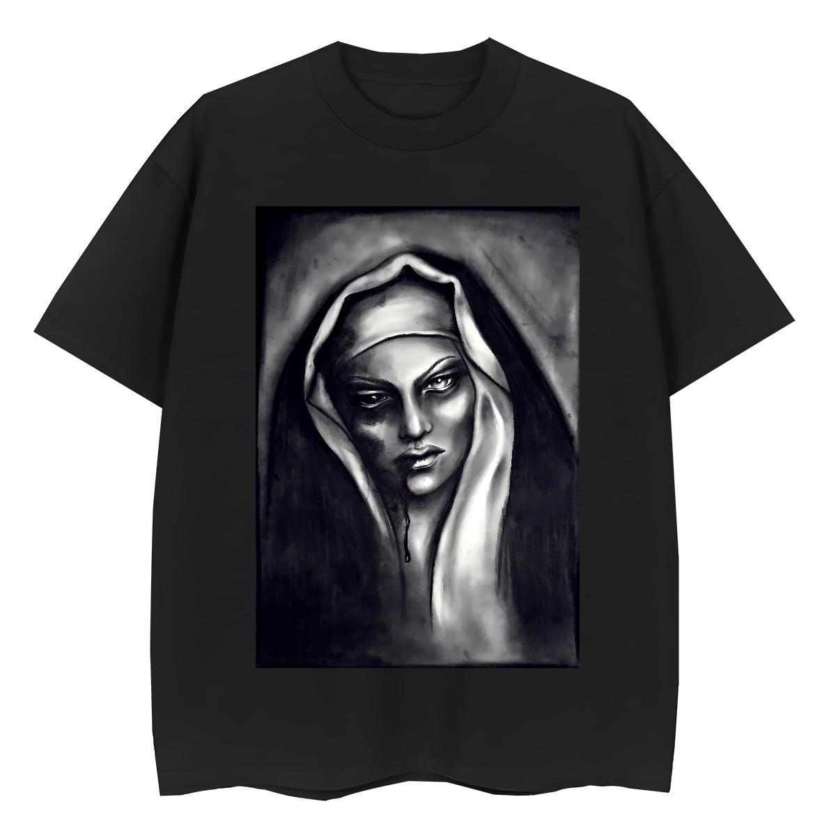 5A Womens Tshirts 230g Cotton blood Summer Casual Woman T Shirts Round Neck Short Sleeve Anime Print Polos