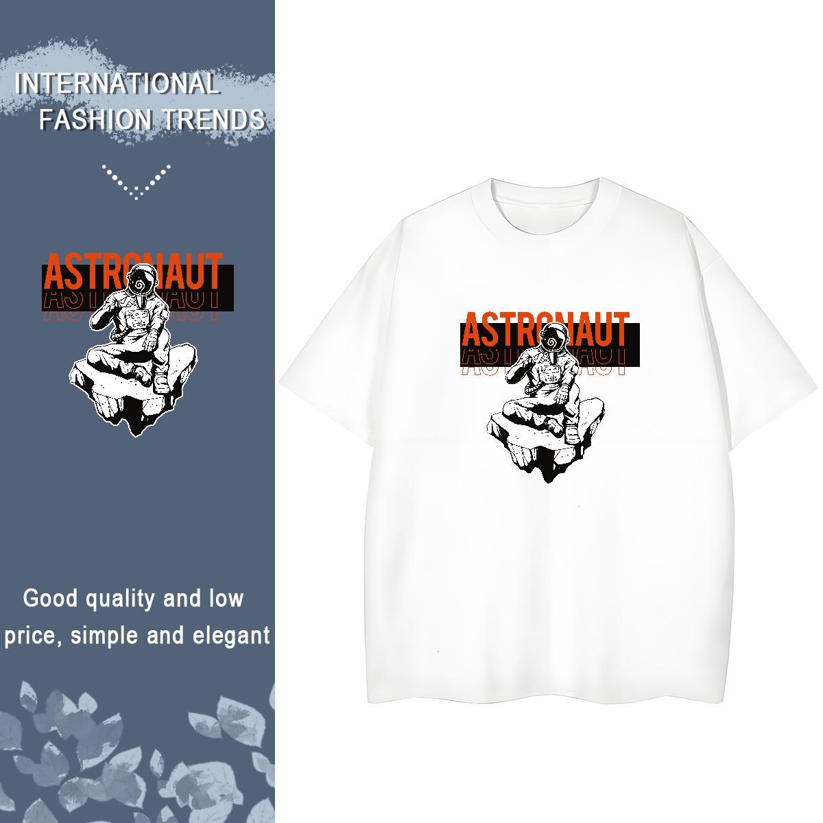Wholesale Unisex Tshirts 230g Pure Cotton cosmonaut Hip Hop Street Womens T Shirts Breathable DIY Anime Printed Clothes Shirt