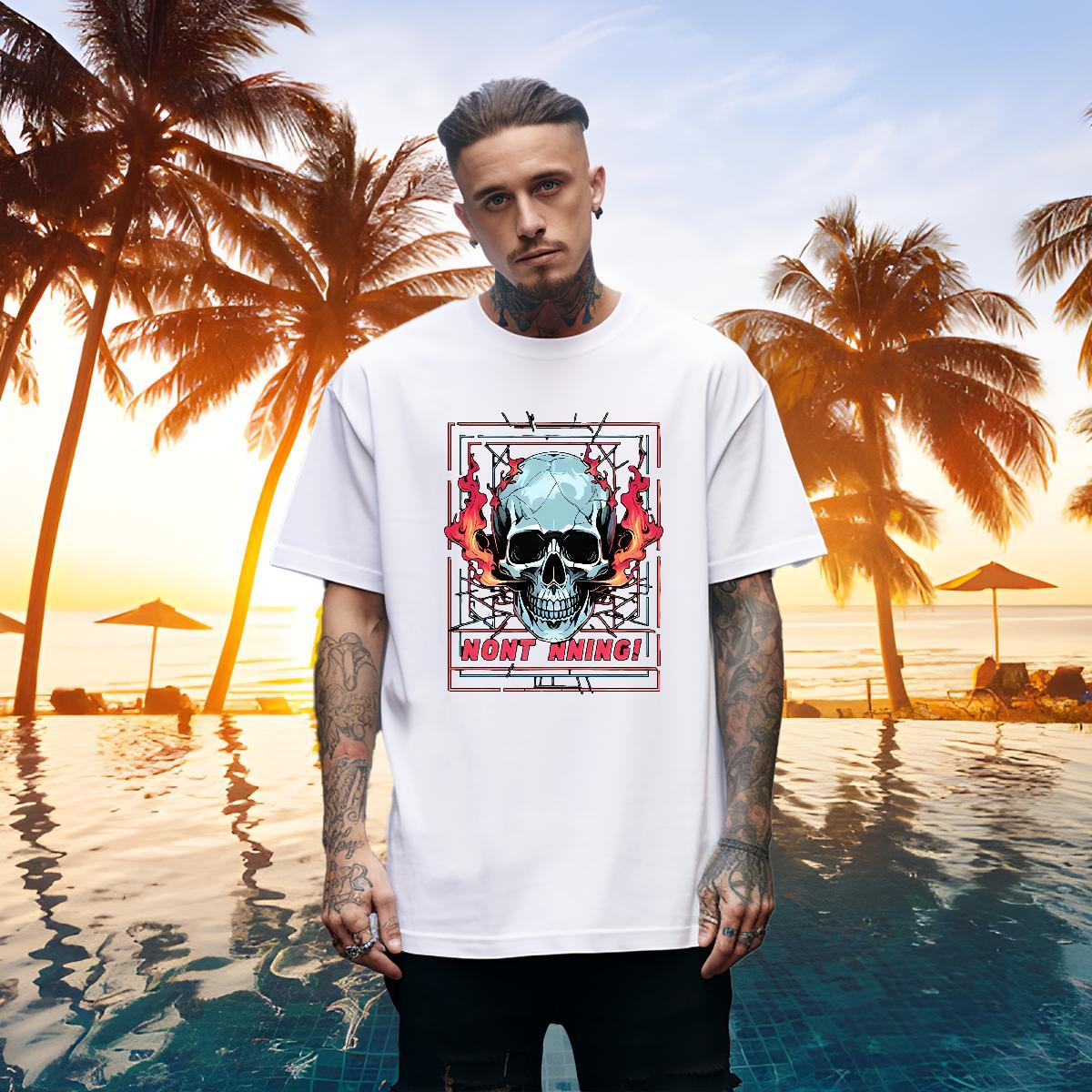 Soft T Shirt For Man 230g Pure Cotton skull Hip Hop Street Custom Big Size Breathable Short Sleeve Couples T Shirts Factory Direct Tops Tees