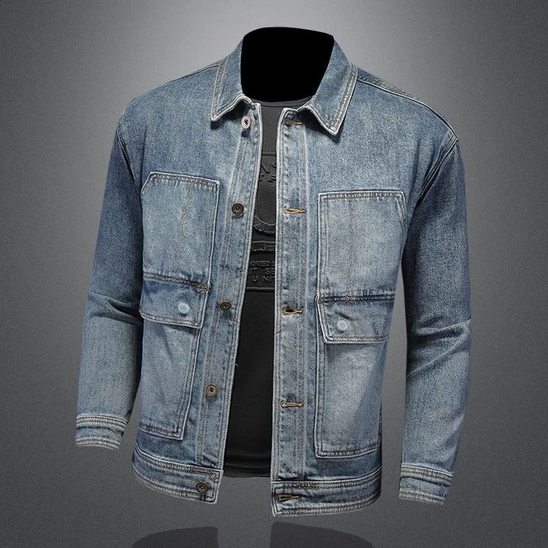 SpringSummer Fashion Trend Retro Mens Denim Jacket Casual Loose Comfortable High Quality Plus Size M4XL 240824