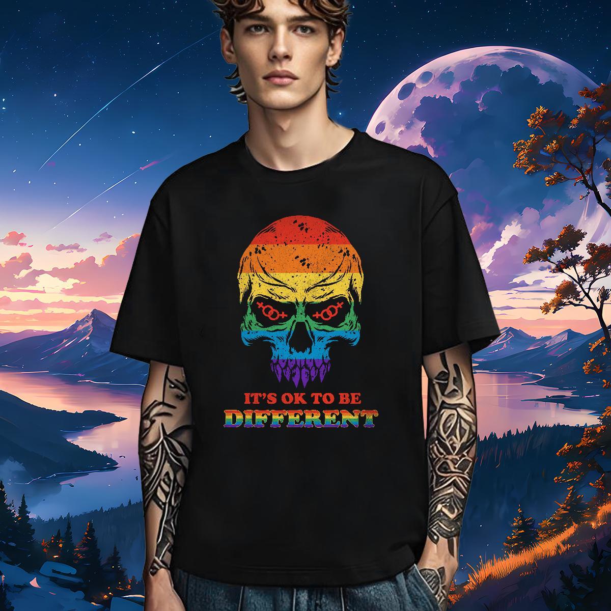 Comfortable T-Shirts for Men 230g Pure Cotton skull Street Wear Skull Short Sleeve O-Neck Men Tshirts 2024 Summer Tees Shirts