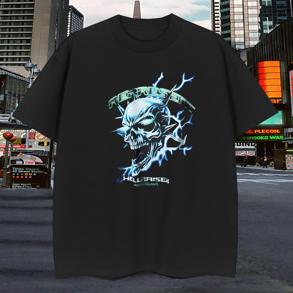 Free Shipping T-Shirts 100% Cotton 230g skull Beach Customized Print Round Neck Short Sleeve Tshirt for Man Woman Fashion Casual Clothings