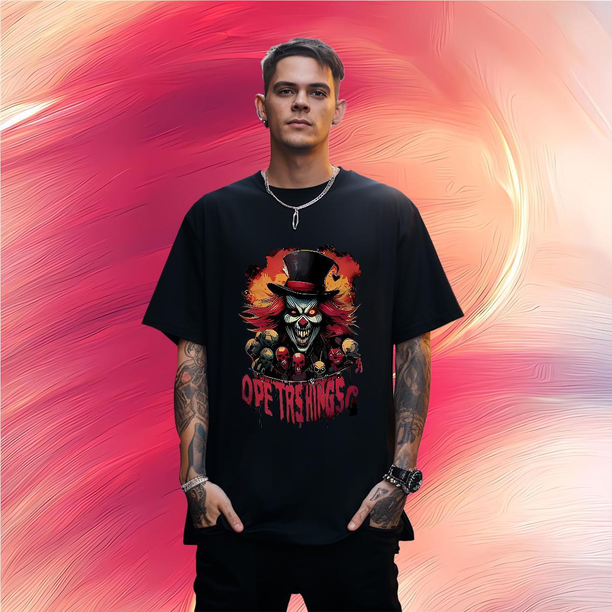 Cool Design Men T Shirts 100% Cotton 230g skull Outdoor Cartoon Printing L-4XL Breathable Short Sleeve Tshirts 2024 Clothings