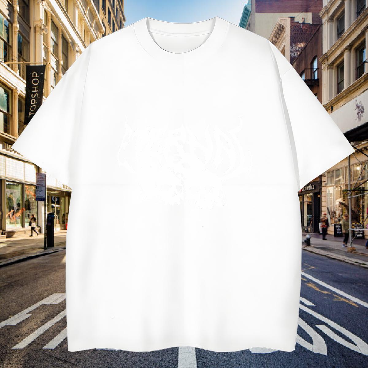 High Quality T Shirts Men 230g 100% Cotton skull Daily Outfit White Plus Size Crew Neck Breathable Tshirts 2024 New Tops Tees