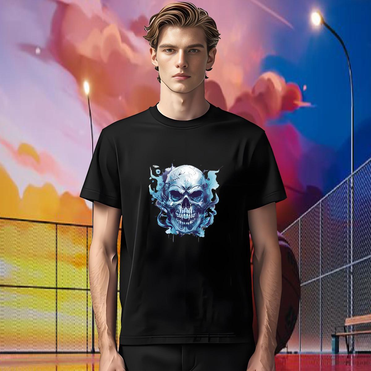 Wholesale Man T Shirts 230g Pure Cotton skull Street wear Hip Hop DIY Logo Oversized Breathable Short Sleeve Tshirt for Man Woman Designer Fashion Top