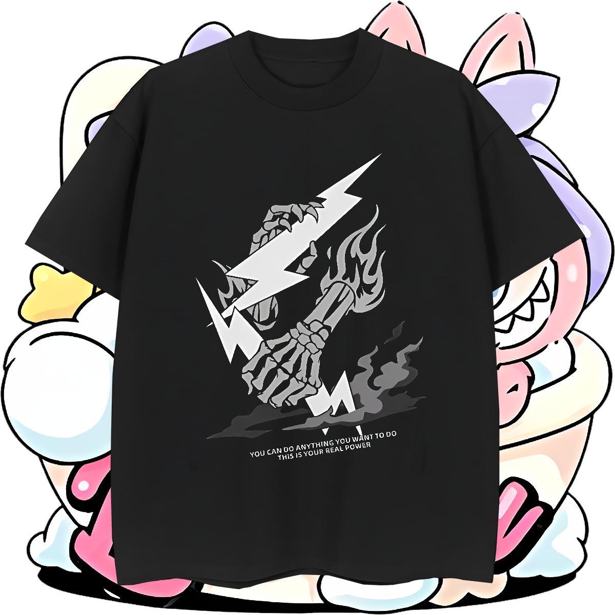 Classic Mens T Shirts 230g 100% Cotton letter Anime Printing Street Black Oversized Breathable Soft Tshirt for Man Woman Fashion Polos