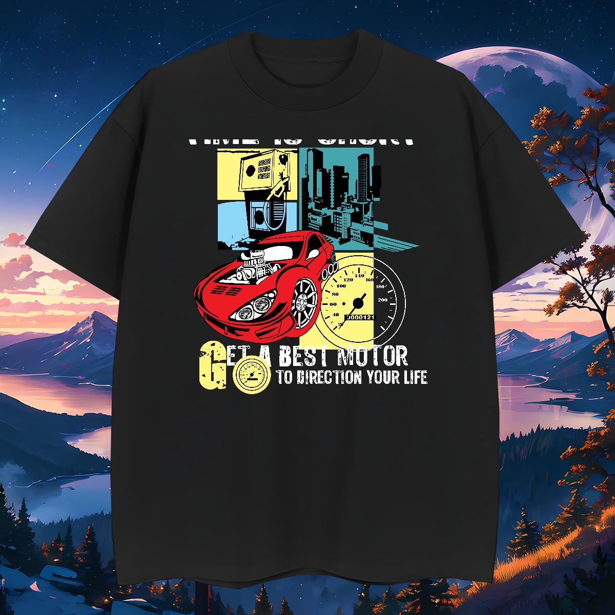 Free Shipping T shirt 230g 100% Cotton car Hip Hop Oversized Breathable Short Sleeve Tshirts 2024 Tees Shirts