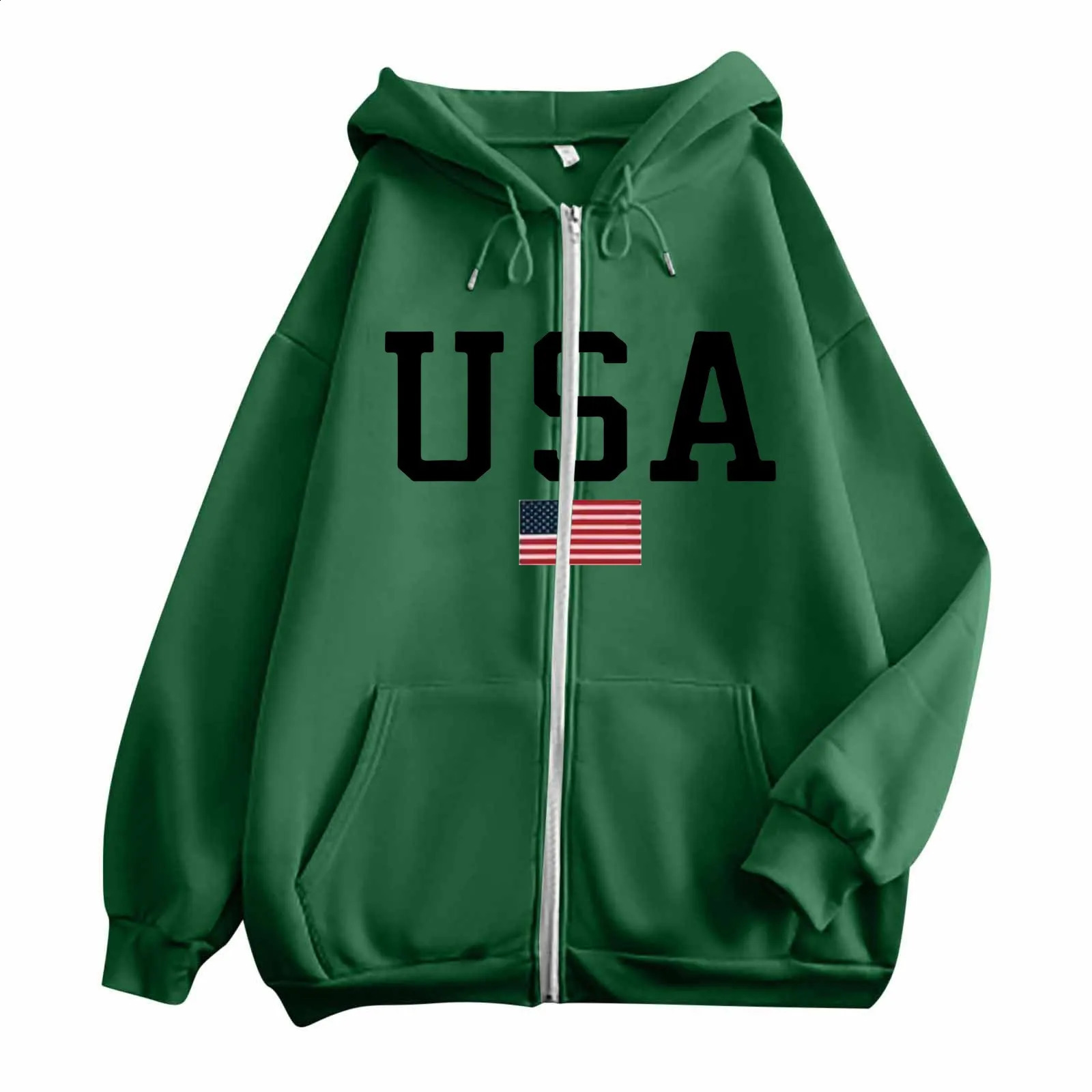 Simple Letter Printed Zip Up Hoodies American Casual Long Sleeve Track Jackets Female Y2k Oversized Fashion Sweatshirts 240824