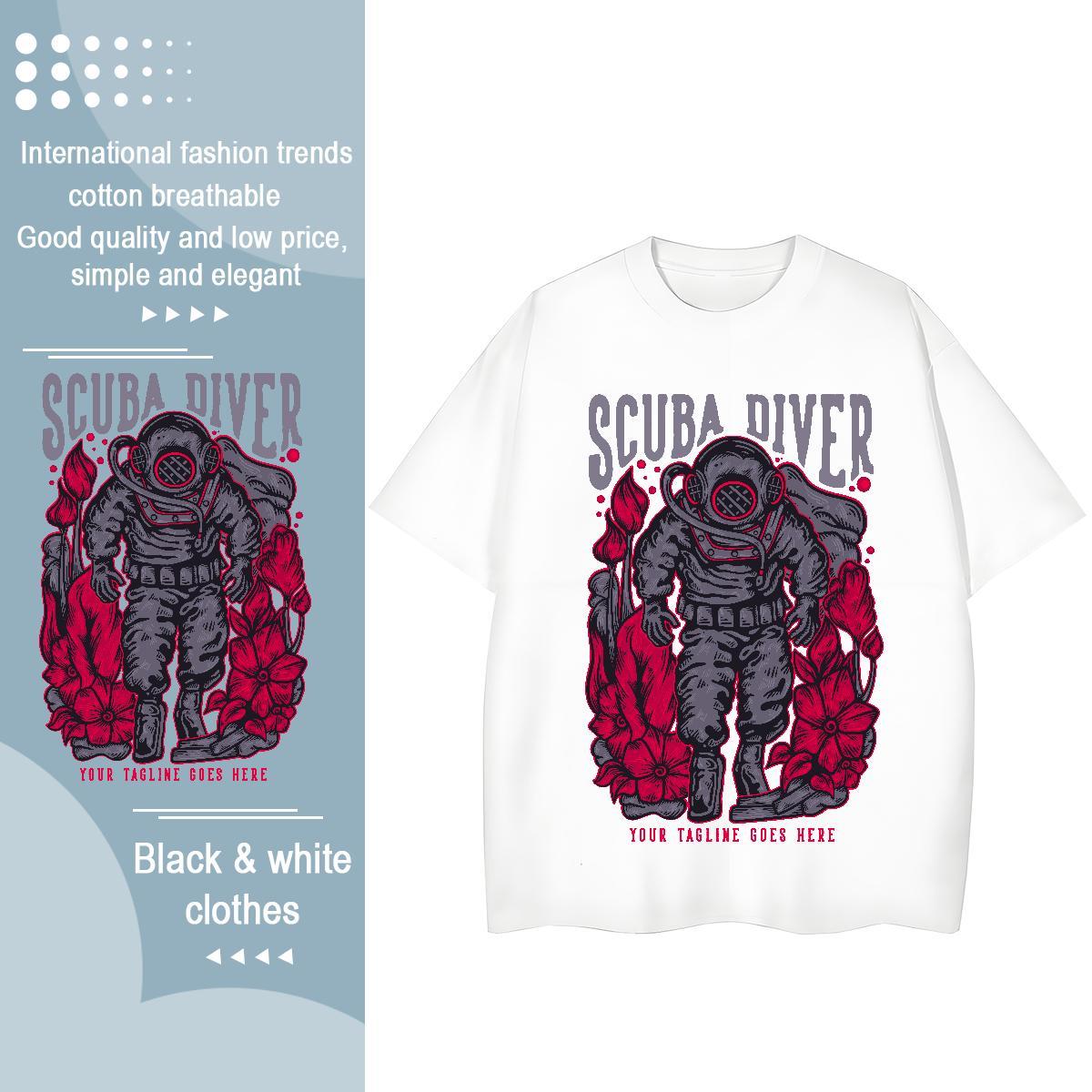 Lady Lady T shirt 230g 100% Cotton space Casual T Shirt For Woman Comfortable Anime Oversized Tops Tees
