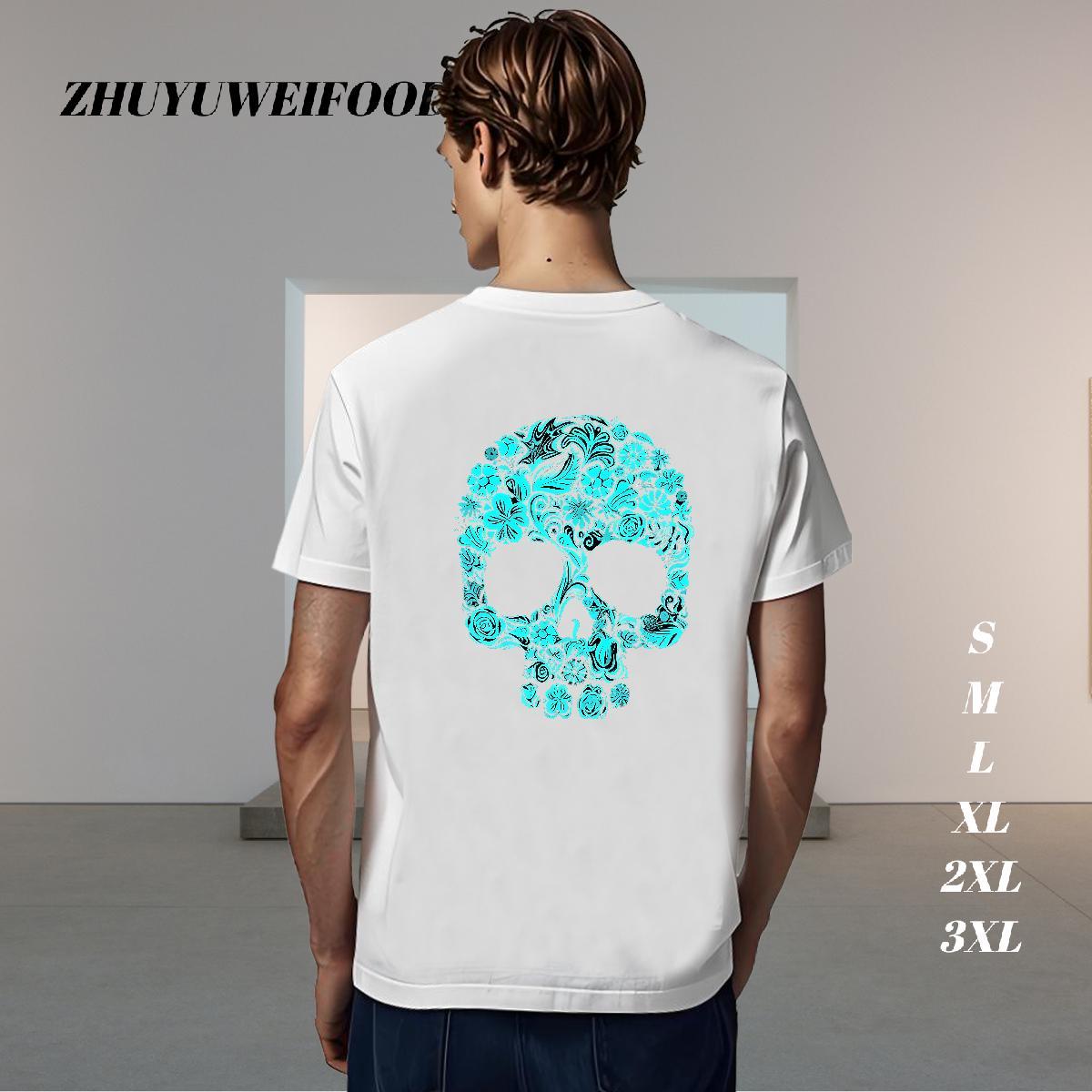 Designer Man T Shirts 230g 100% Cotton skull Street Wear DIY Breathable Short Sleeve Men Tops Tees Customized Top Tees