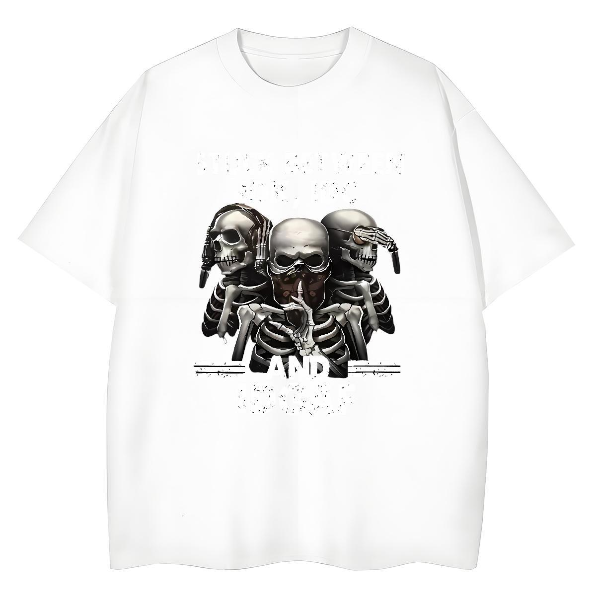 Wholesale Men T Shirts 230g 100% Cotton skull High Street Hip Hop Custom Cartoon Breathable Crew Neck Men Tops Tees Fashion Designer Clothings