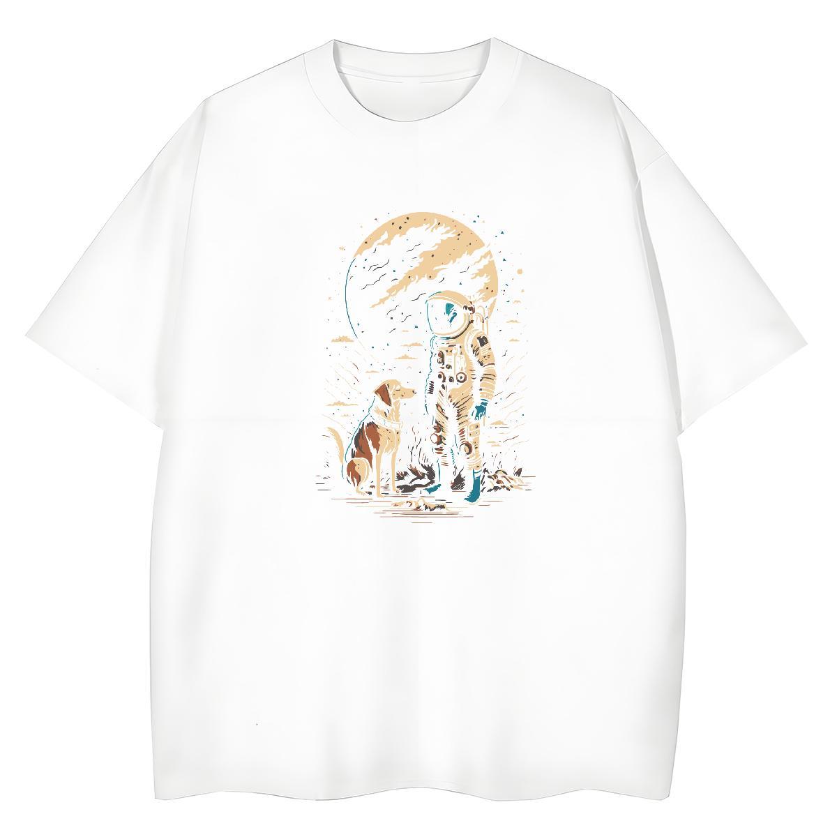 Popular Lady T shirt 230g Pure Cotton planet Hip Hop Woman T Shirts Breathable Soft Plus Size Cartoon Tees Shirts