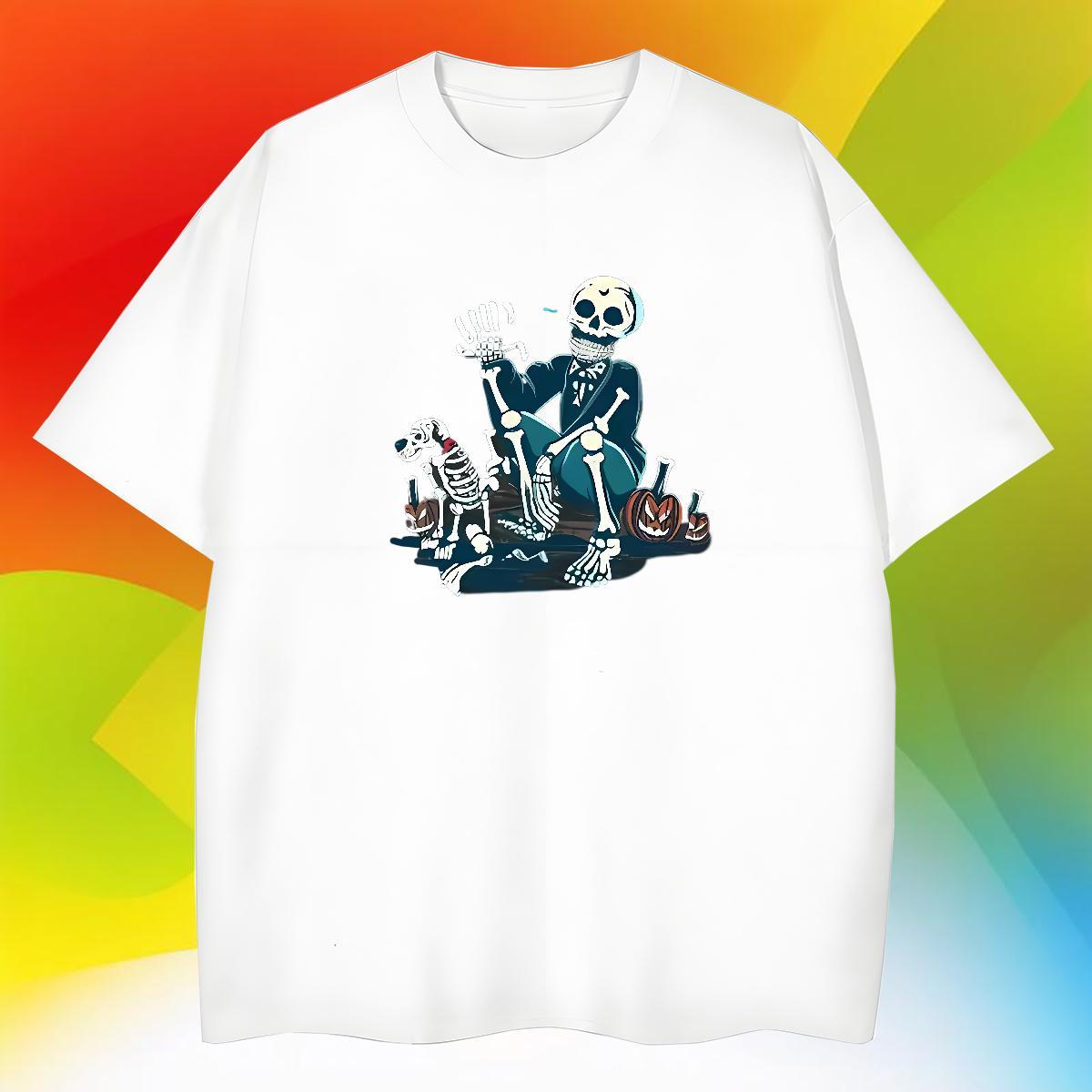TOP Quality Mens T Shirts 230g Cotton skull Outdoor Black Oversized Breathable Short Sleeve Men Tops Tees Brand Polos