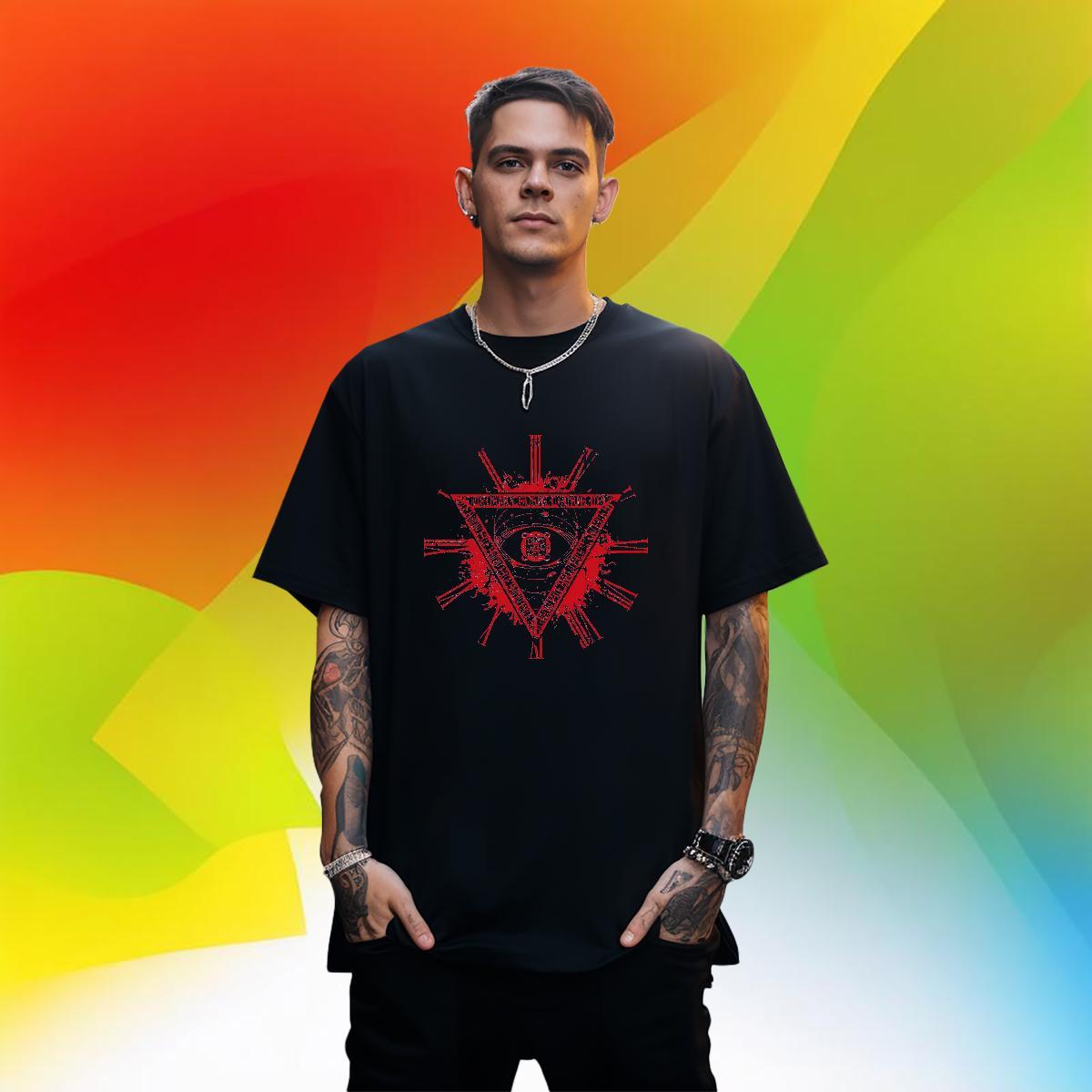 Soft T shirt 100% Cotton 230g eye of the devil Spring Summer Custom Printing Round Neck Short Sleeve Mens Tshirts 2024 New Tees