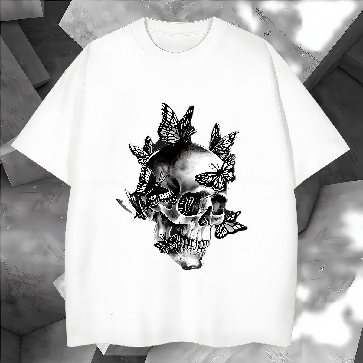 Classic T-Shirts for Men 100% Cotton 230g skull Anime Printing Street Customized Breathable Couples T Shirts Stylist Tops