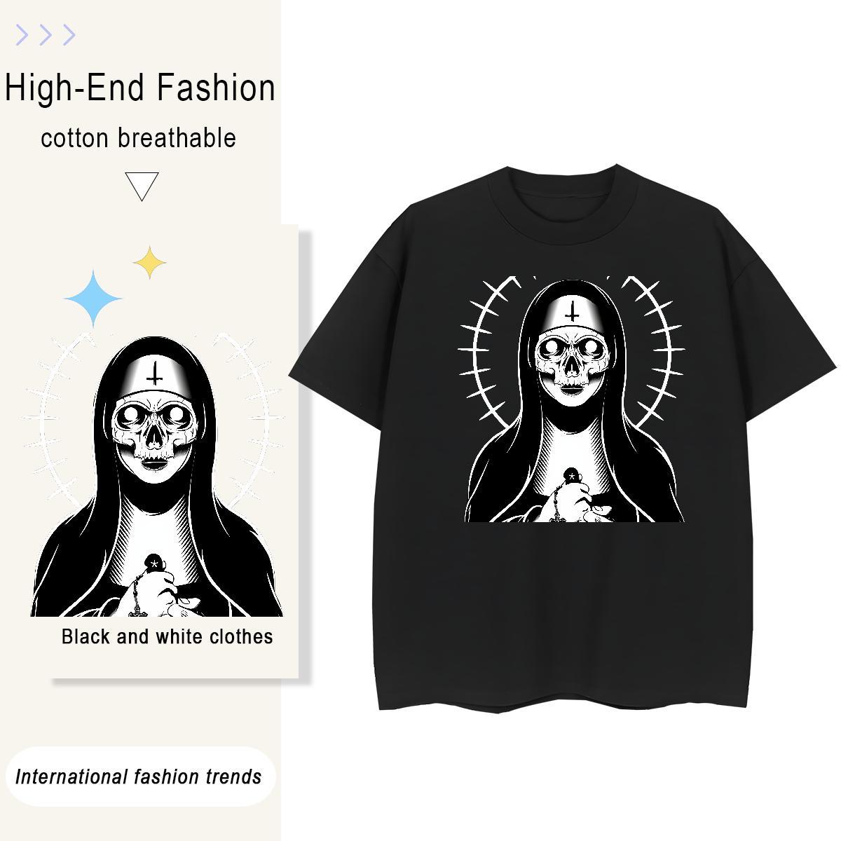 Wholesale Unisex Tshirts 100% Cotton 230g nun Sports Street Wear Woman T Shirts Breathable DIY Logo Clothes