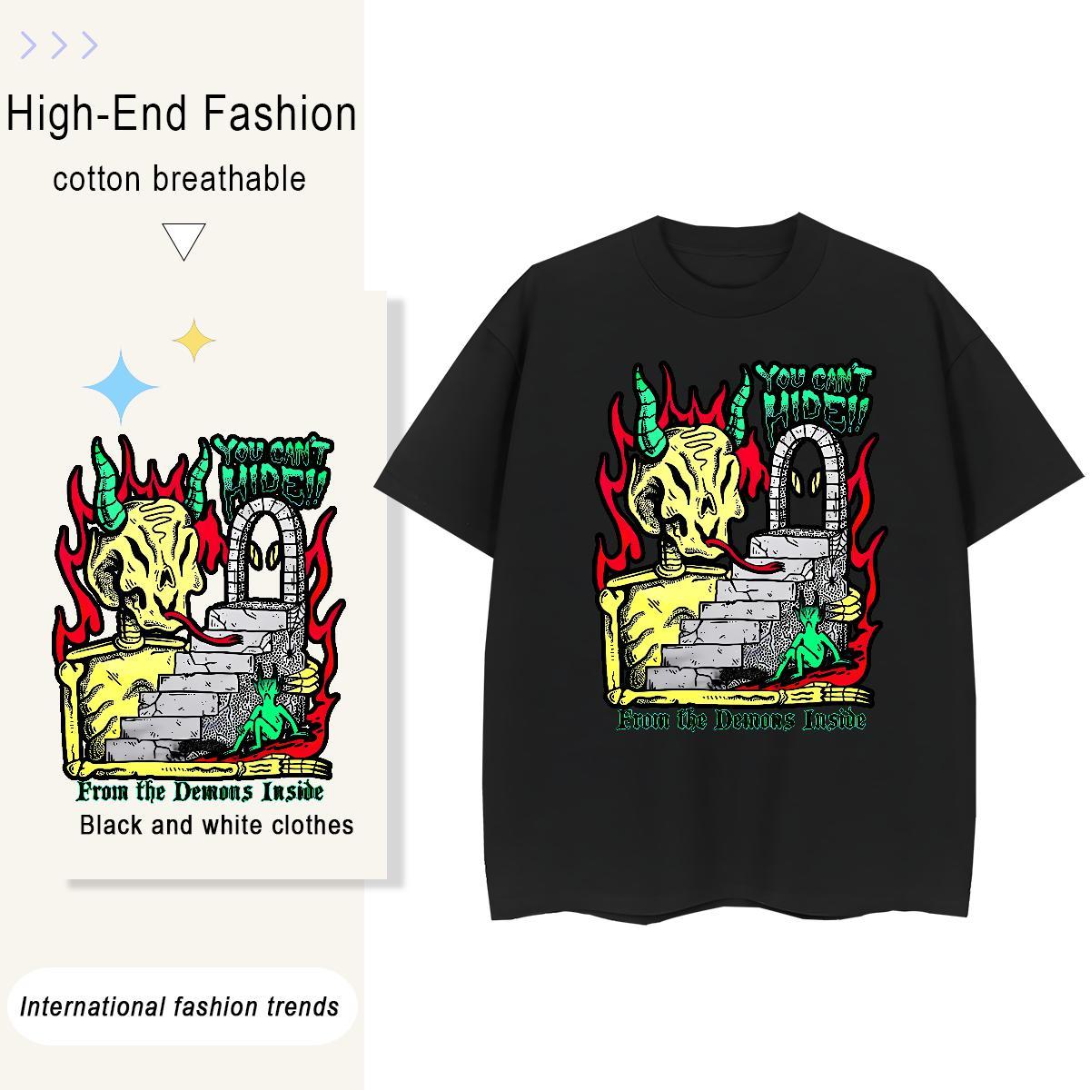 Designer Nice Tshirt for Man Woman 230g Pure Cotton demon Casual Beach T Shirts Women Crew Neck DIY Logo Tops Tees