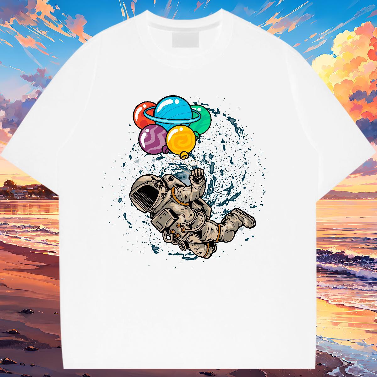 Loose fit Woman Tshirt 230g Pure Cotton universe Hip Hop Street Women T Shirts Breathable Anime Print Clothes Shirt