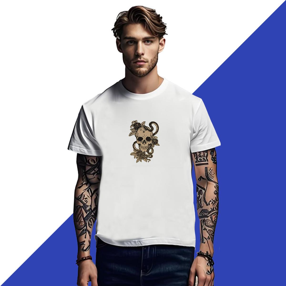 TOP Quality Men T Shirts 230g Cotton skull Outdoor Customized Breathable Short Sleeve Men Tops Tees Fashion Design Wear