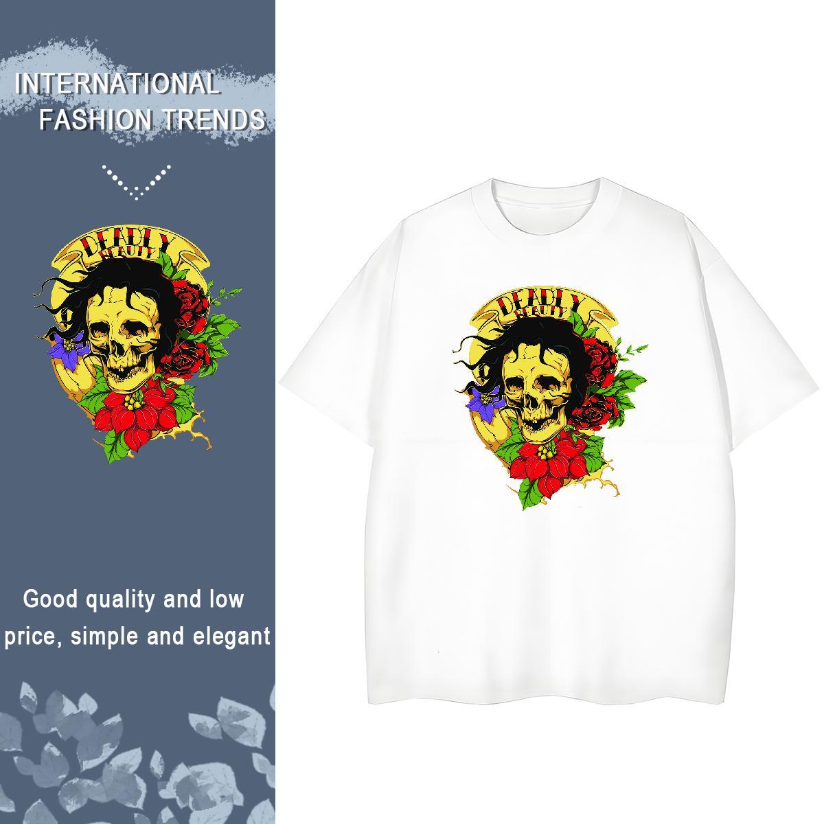 Free Shipping Mens T Shirts 230g Pure Cotton flower Home Outdoor Cartoon Print Breathable Short Sleeve Men Tshirts 2024 DIY Clothes