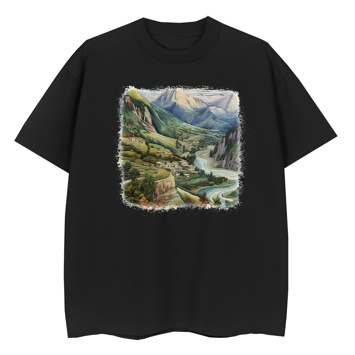 Brand Women Tshirts 100% Cotton 230g mountains Sport T-Shirts Breathable Short Sleeve DIY Printed Tee Shirt