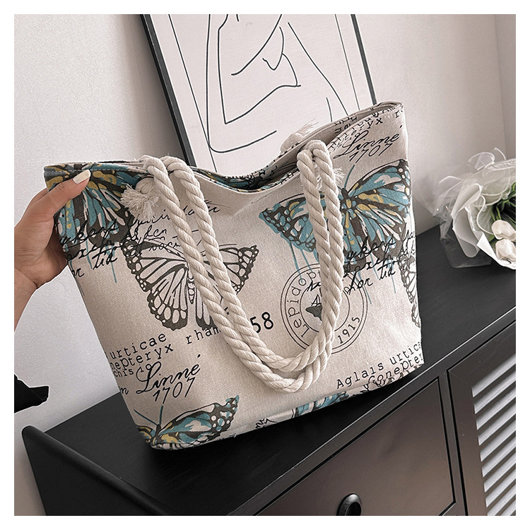 Women Bag New Canvas Bag Trendy Ethnic Style Ladies Large Fashion Print Shoulder Bag Versatile Free shipping