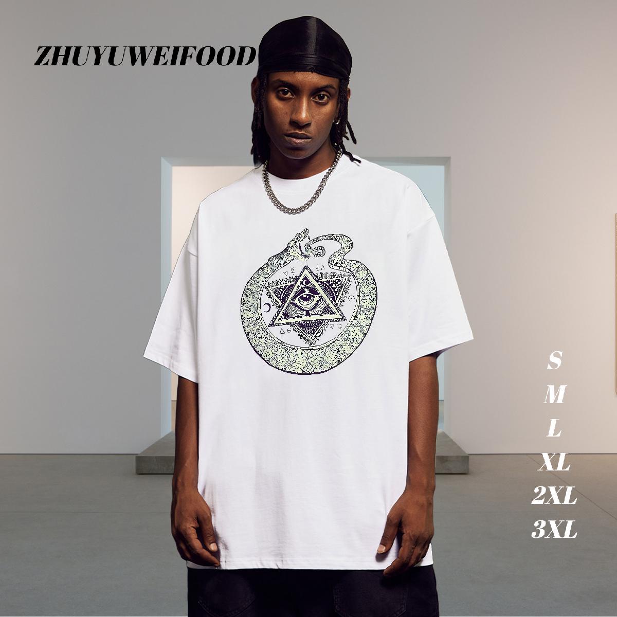 Comfortable T Shirts Men 100% Cotton 230g eye of the devil Casual Beach DIY Crew Neck Mens Tshirts Factory Direct Clothings