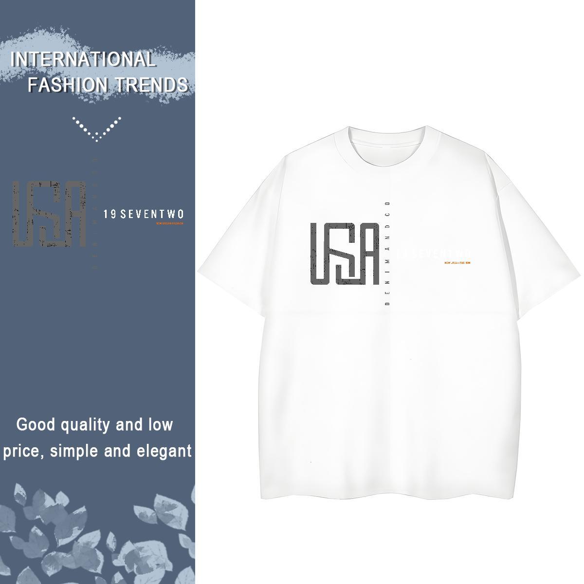 Soft Womens Tshirts 100% Cotton 230g USA Outdoor T-Shirts Breathable Short Sleeve Cartoon Print Tees
