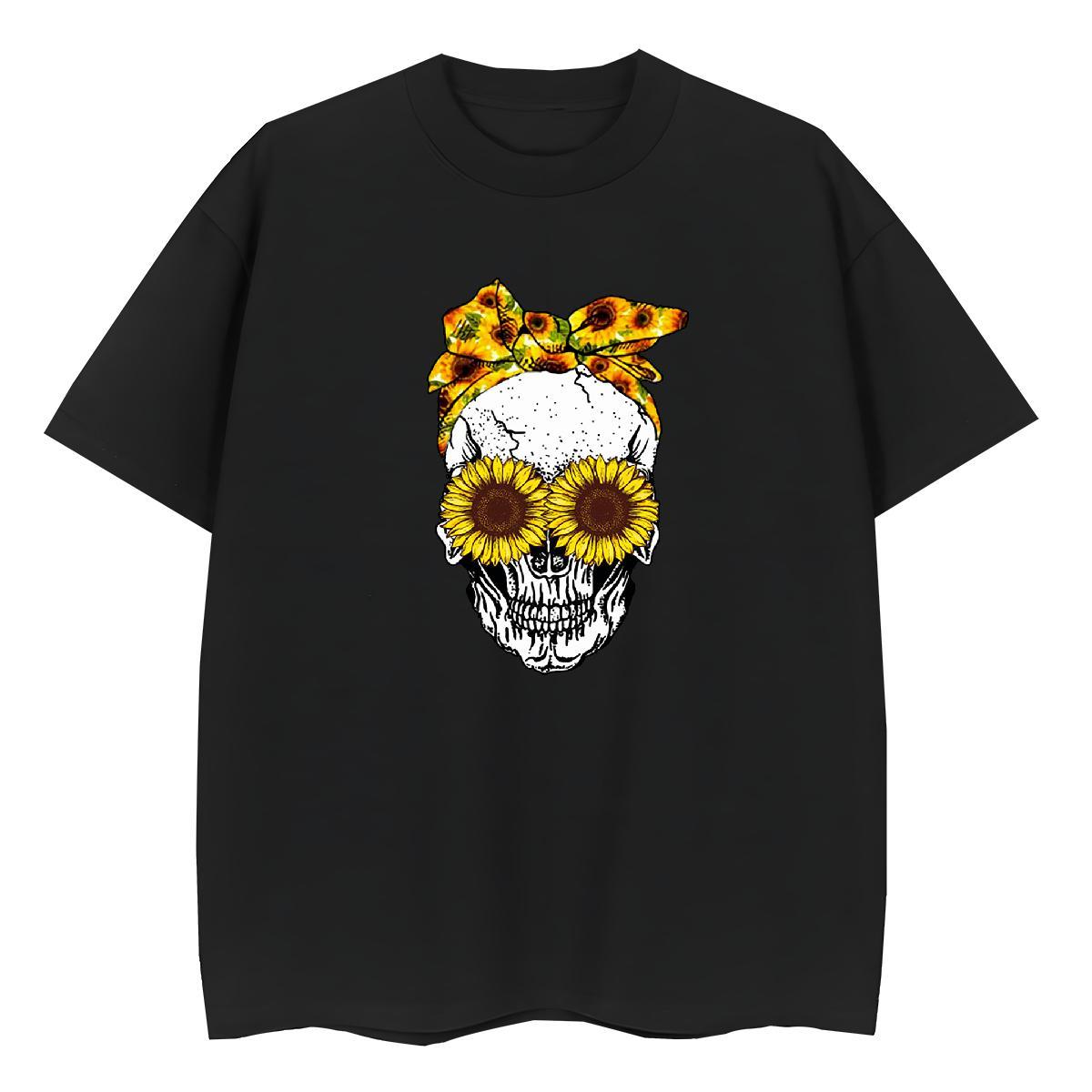 TOP Quality Mens T Shirts 230g Pure Cotton skull Street Casual White Plus Size Round Neck Short Sleeve Mens Tshirts Designer Fashion Tees Shirts