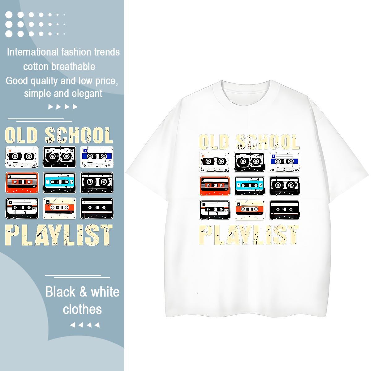 2024 Tshirt for Man Woman radio Casual Daily Wear 230g Pure Cotton Polos Breathable Crew Neck Unisex T-Shirts for Men Black White