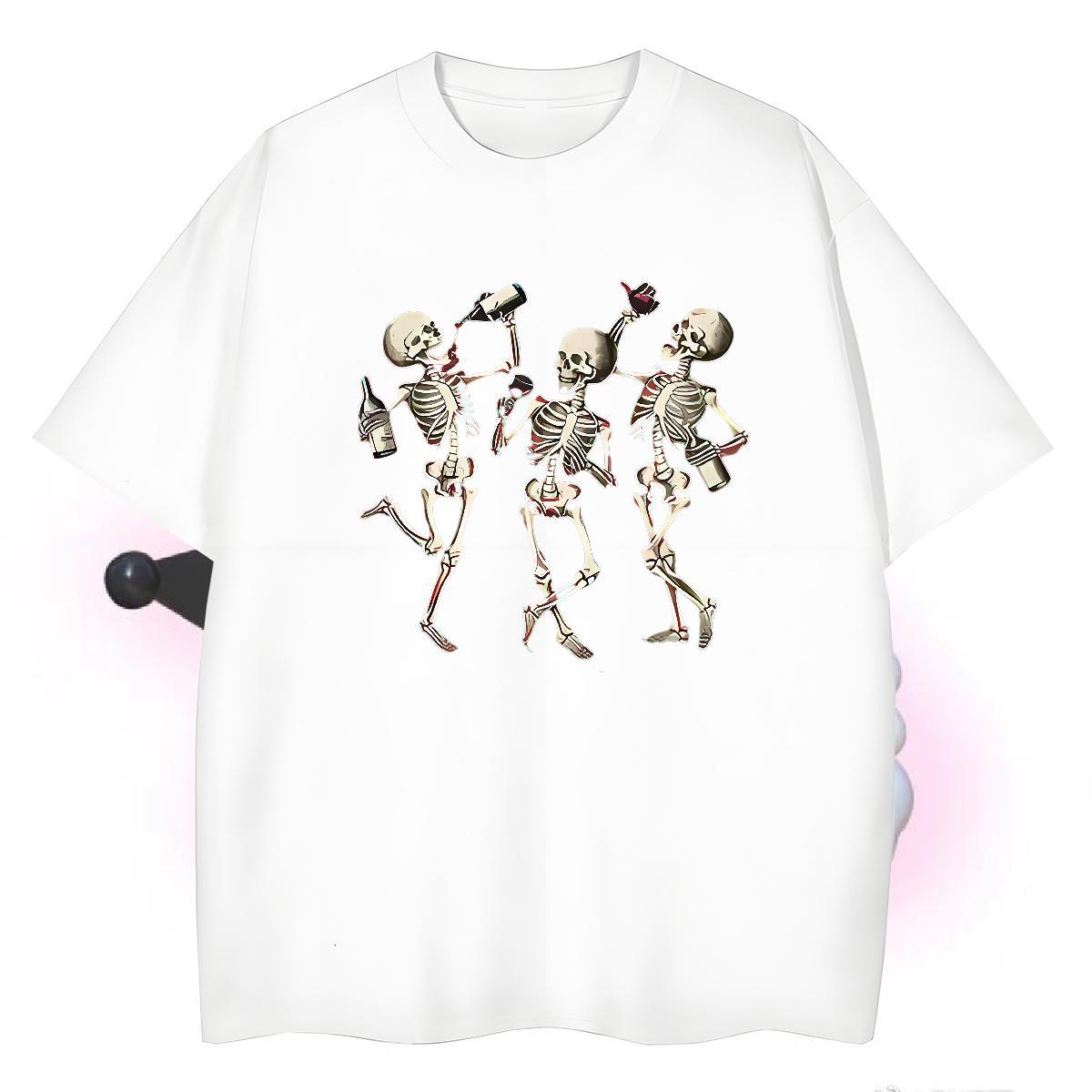 Brand Men T Shirts 230g 100% Cotton skull Spring Summer Custom Cartoon Crew Neck Breathable Men Clothes T-Shirt Customized Polos