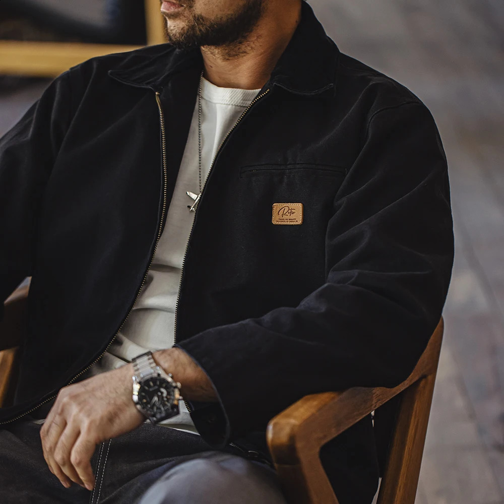 Maden Vintage Detroit Hunting Jackets Men J001 Turndown Collar Coats Heavyweight Cotton Jacket MultiPocket Casual Clothes 240824