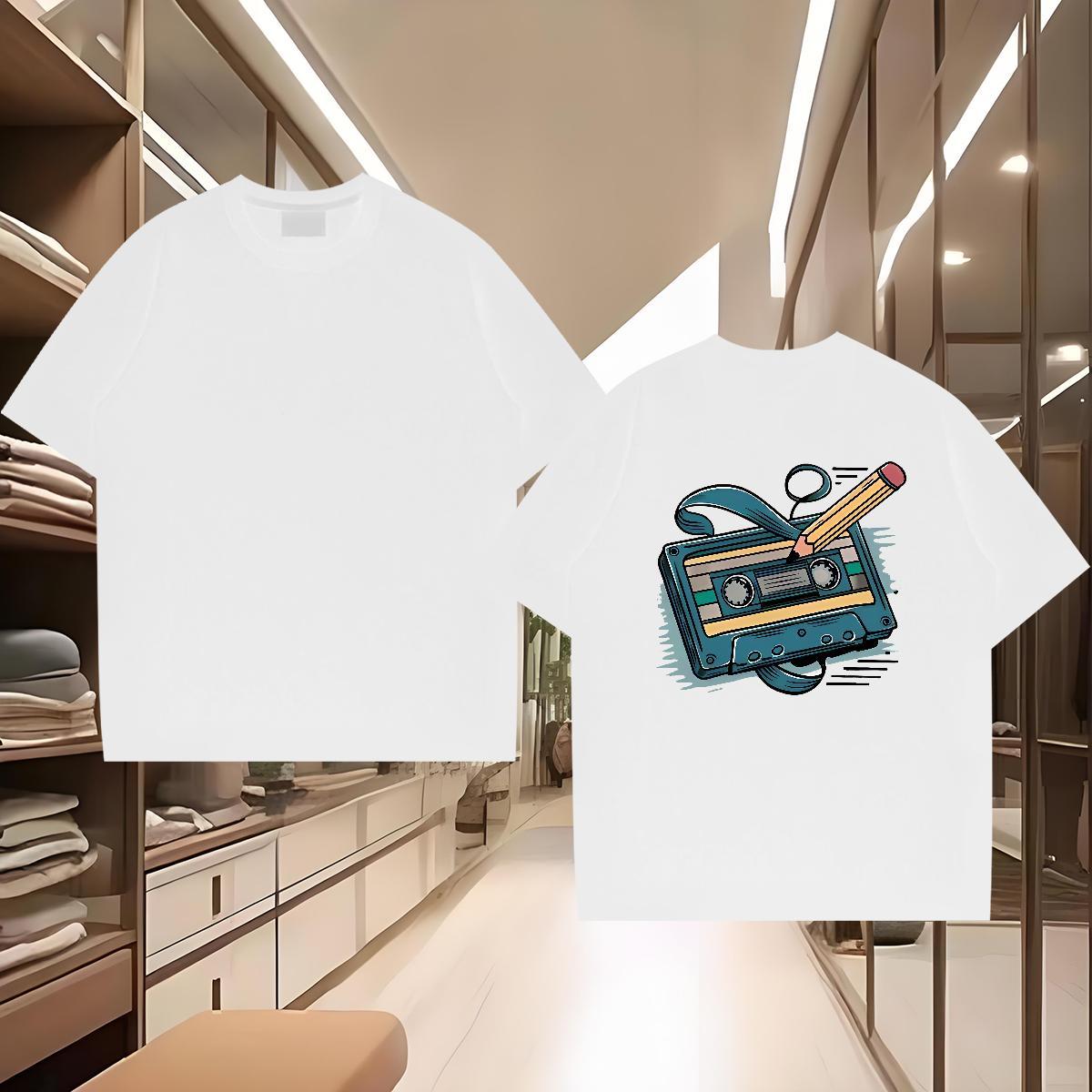 2024 Summer Men Tshirts radio Street 230g 100% Cotton Clothes Pure Cotton Loose Fit T-Shirts for Men Custom Big Size